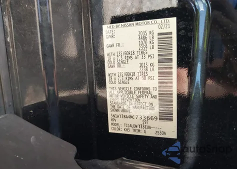 2021 Nissan Rogue Sv Fwd z USA, uszkodzony, nr VIN 5N1AT3BA4MC733669